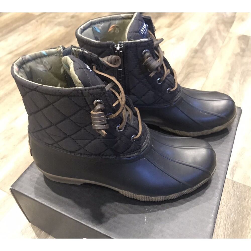 EUC Womens Sperry Black Quilted Duck/Rain Snow Boots Size 6 - Picture 2 of 11